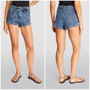 New All Saints Frankie Shorts High Rise Daisy Duke Cheeky Blue Denim Sz 30